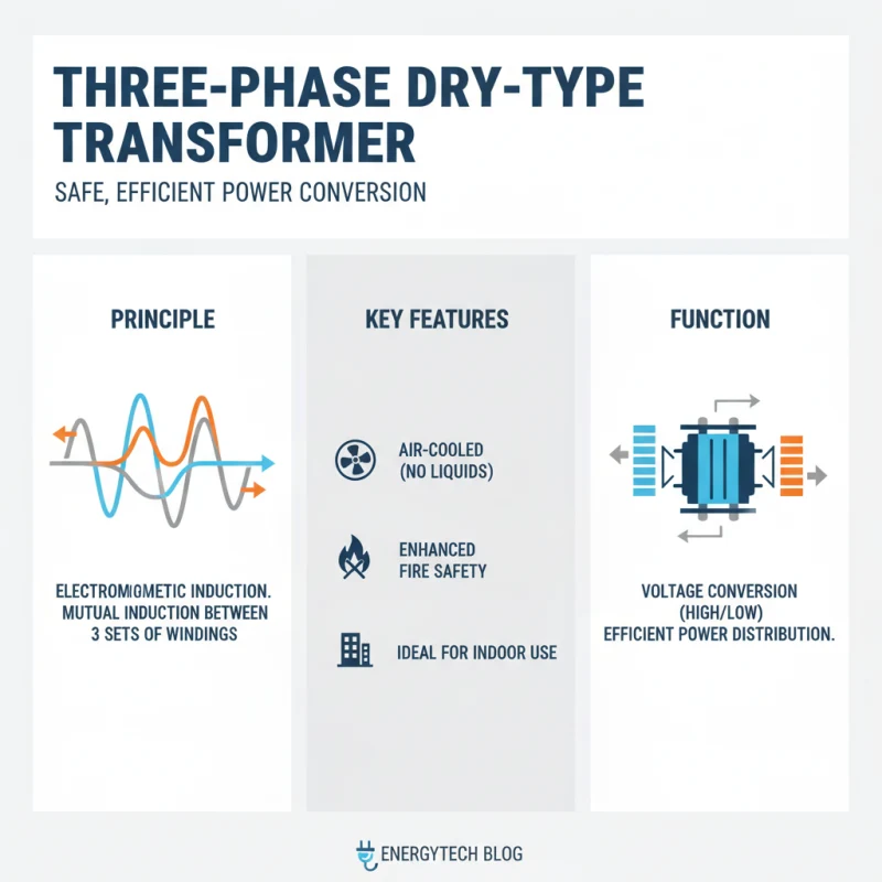 Three phase dry type distribution transformer